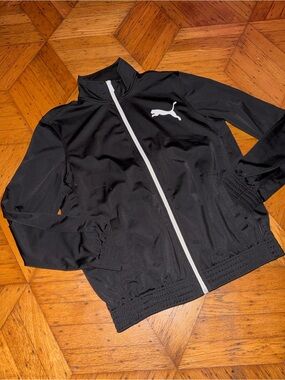 Puma Black Track Jacket with White Zip & Logo